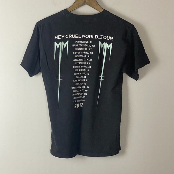 MARILYN MANSON Mens Black Short Sleeve T Shirt Size S 2012 Cruel World Tour - Picture 6 of 8